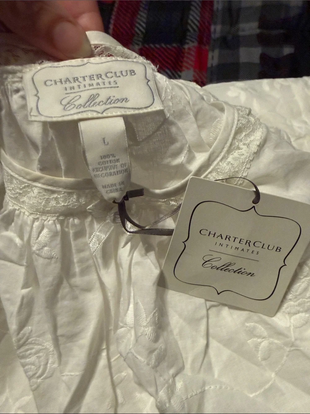 Charter Club White Embroidered Sleeveless Cotton Top